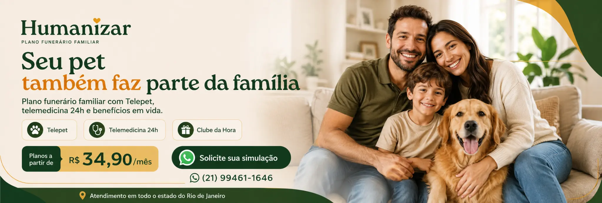 Plano Funeral Humanizar com Telepet, telemedicina 24 horas e Clube da Hora